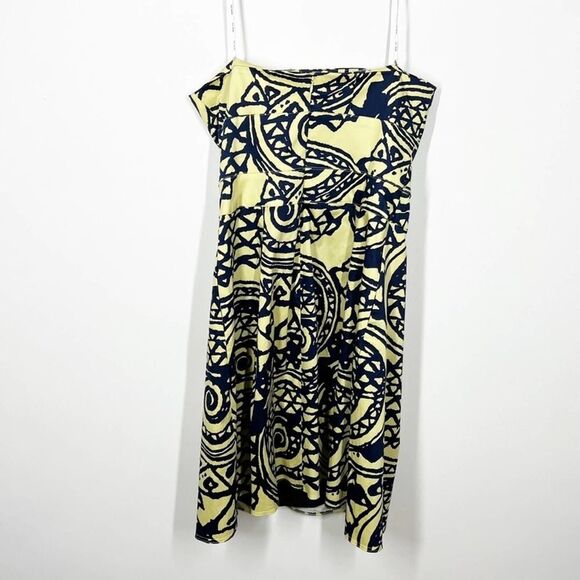 Kay Unger Women's Size 12 NWT  Yellow Blue Pattern Strapless Retro Mini Dress - Picture 7 of 13